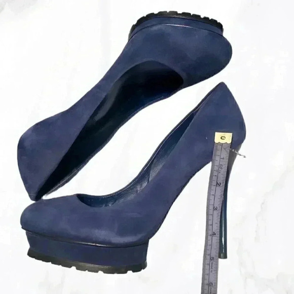 BCBG stylish trendy day 2 nite platform blue suede leather stiletto heel 8.5 - Picture 5 of 6